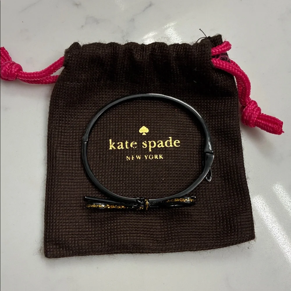 kate spade black and gold bow bangle bracelet